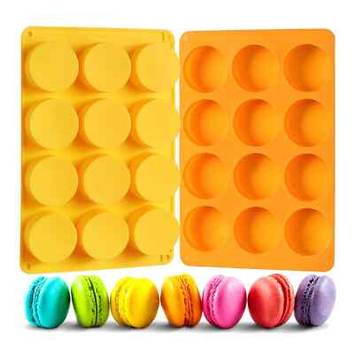2 Pcs Oreo Chocolate Cookie Silicone Molds 12-Cavity Round Orange+Yellow