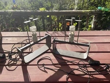 PAIR OF 2 UNIQUE MID CENTURY MODERN INDUSTRIAL BRUTAL MINIMALIST METAL LAMPS