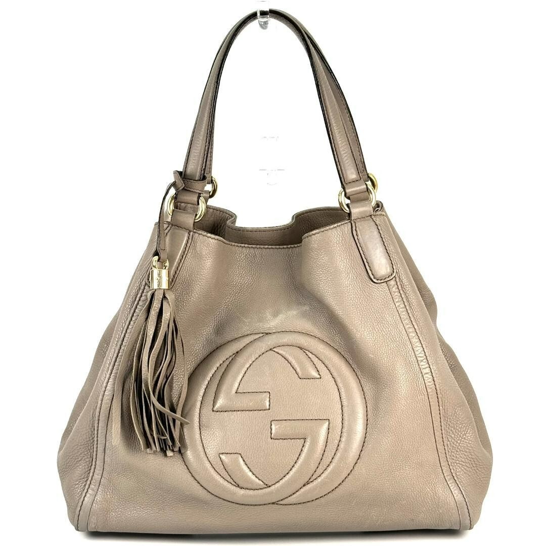 GUCCI Soho Tassel Leather Tote Handbag 2-Way Pre-Owned from Japan Fast FedEx DHL Shipping