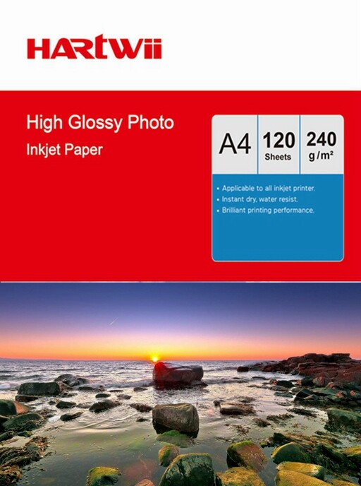 Hartwii 100 Sheets +20 Sheet  A4 240Gsm High Glossy Photo Paper Inkjet Paper
