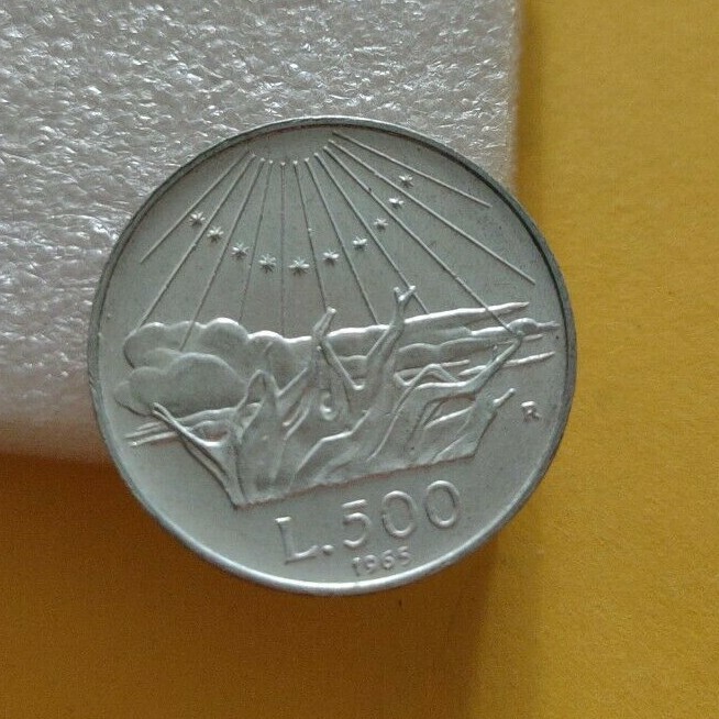 MONETA ARGENTO SILVER ITALIANA 500 LIRE 1965 DANTE ITALIA