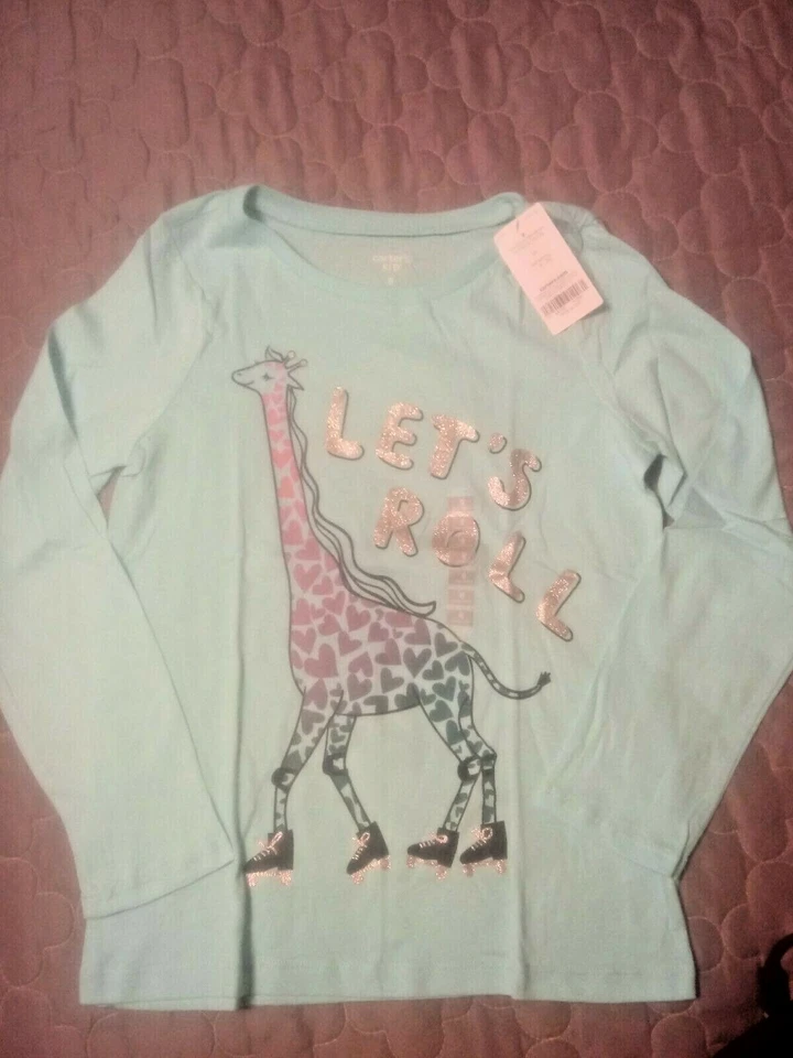 NWT Carter’s Kid Girl's Giraffe Let's Roll tee shirt sz 4 & 5 - Image 3 of 3