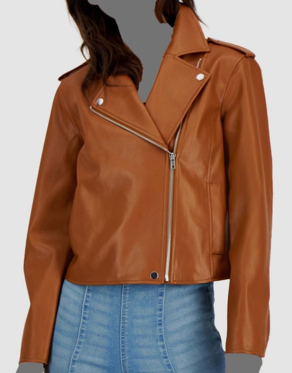$200 Inc International Concepts Women's Brown Faux-Leather Jacket