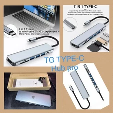 TG USB 3.0 HUB PRO 7in1 PD87W Type C HD Output 4K HDTV Adapter For MacBook iPad