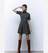 Nwt authentic women Zara Skater Sweater Knit Dress Grey Medium M