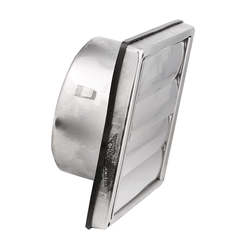 Stainless Steel Square External Wall Vent Outlet, 150mm (6-inch) ducting. - Picture 2 of 5
