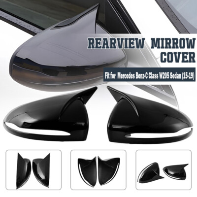 For Mercedes-Benz E GLC S C Class W205 W213 Black LHD Side Mirror Cover Cap Trim
