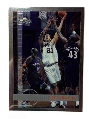 Tim Duncan 1997 Topps Chrome RC San Antonio Spurs HOF #115 NM-MT+