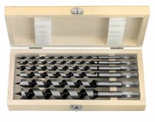 6 Pce x 300mm Auger Bit Set - Hexagon Shank Drills - Supplied in Wooden Case