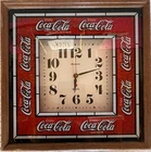 Vintage Large Coca-Cola Clock Square in Frame