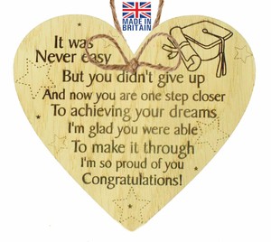 Graduation Gifts Oak Heart Plaque Leaving Uni Son Daughter Gifts Congratulations Ebay
