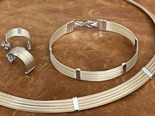 RCI 14k Yellow & White Gold Cable Wire Strand Necklace, Bracelet & Earrings Set