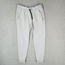 Old Navy Active Men Pants M Light Gray Jogger Fleece Zipper 27" Inseam Logo