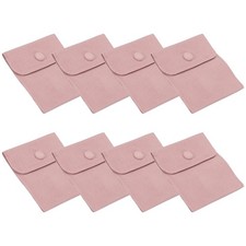 8 Pcs 3x4 Inch Jewelry Pouches, Velvet with Snap Button for Rings Pink