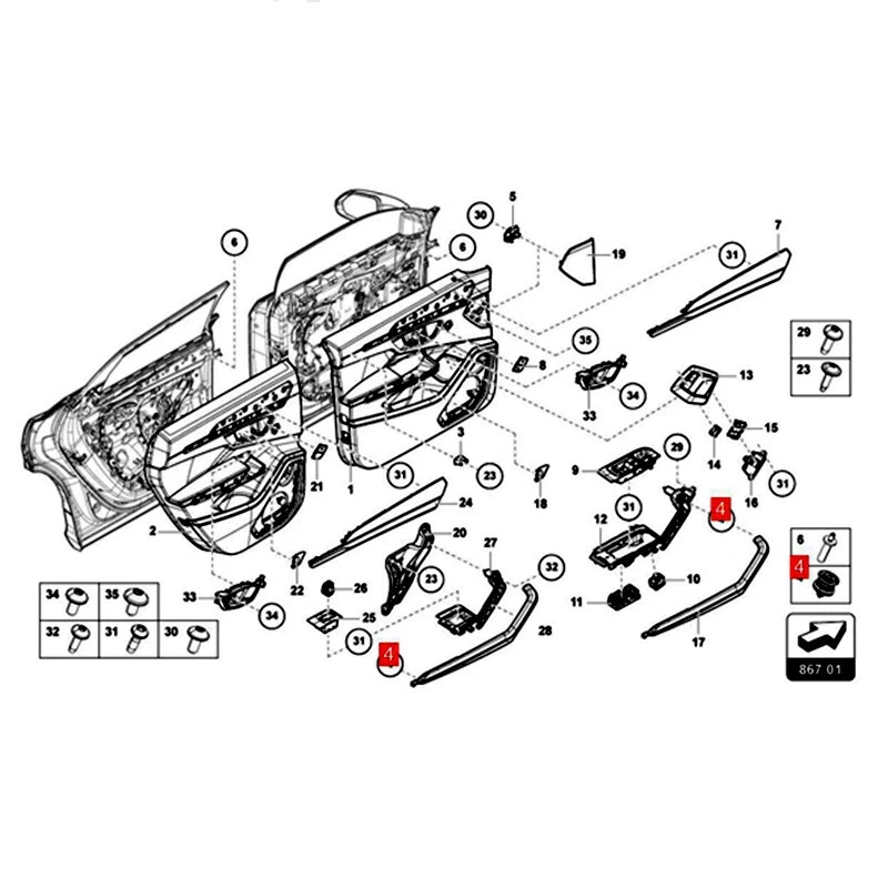 Clips de moldura de puerta con sellador 30 piezas 7L6-868-243 - se adapta a Porsche/Audi/VW Foto 4 de 4