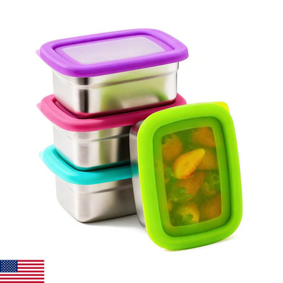 Befoy Stainless Steel Snack Containers Clear Silicone Lids For Kids/Adult Leak