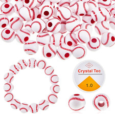 200 Pcs Baseball Bead Kit with Elastic Cord 10.5 mm Acrylic Beads
