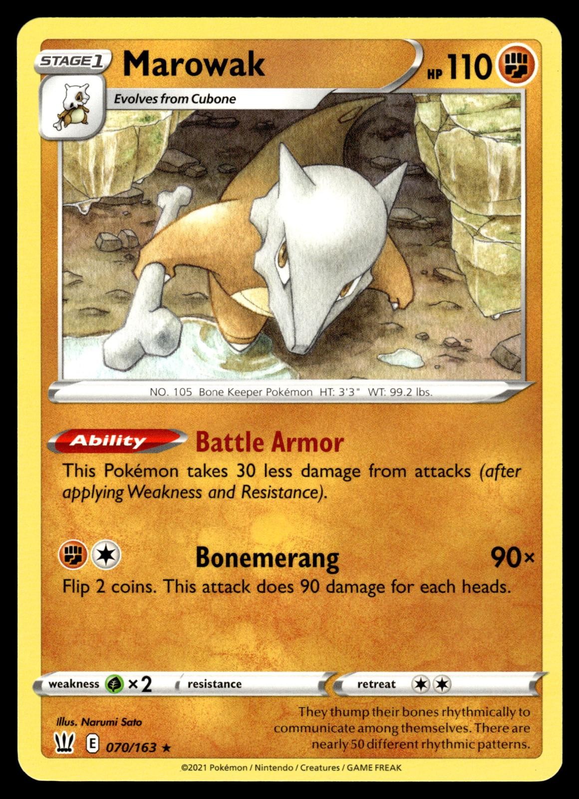 Marowak 070/163 Rare Battle Styles Pokemon Near Mint