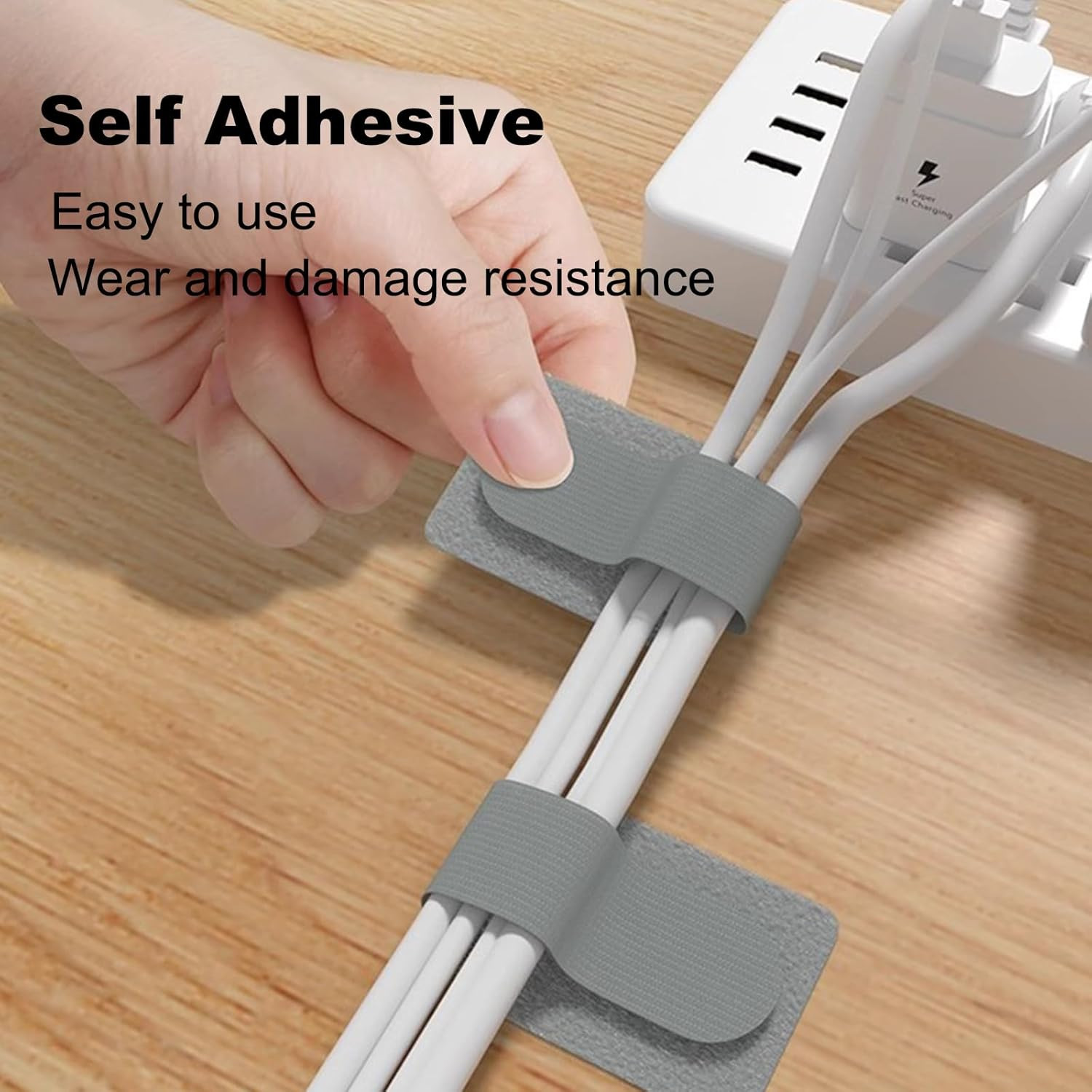 Strong Hold Self-Adhesive Cable Management Under Desk - 40 PCS Cord Organizers, 