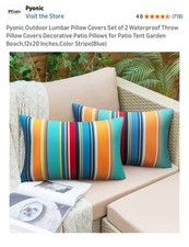 Outdoor Lumbar Pillow Covers Set of 2 Waterproof Throw Pillow Covers Decorati...