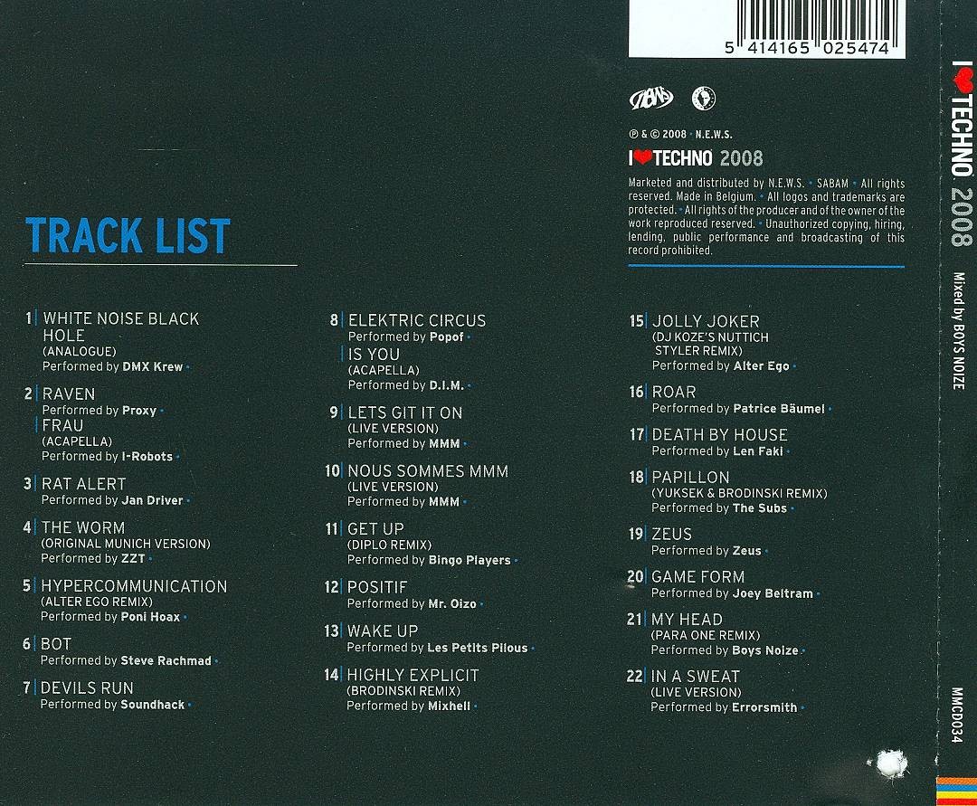 I Love Techno 2008 New CD