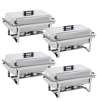 Alpha Living 8QT Stainless Steel Full Size Foldable Chafer Set Of 4
