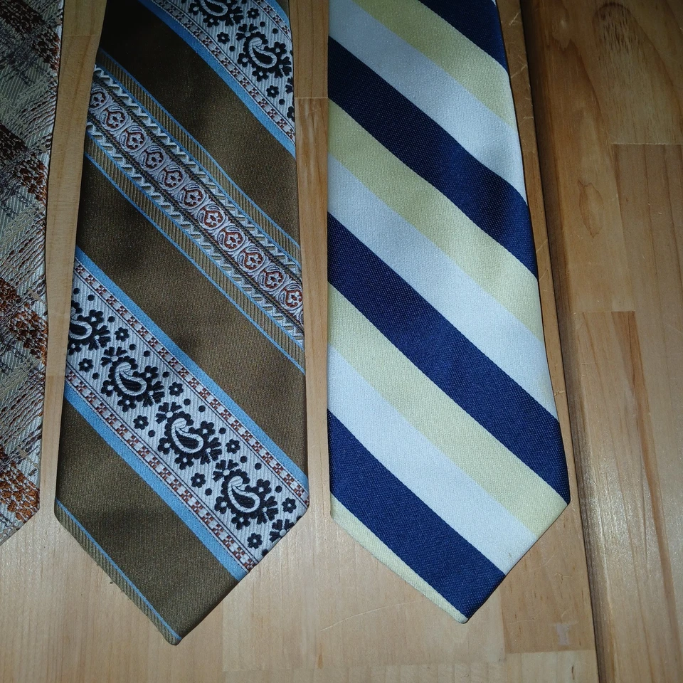 Corbata ancha vintage BRITTANIA Liebert años 70 a rayas discoteca ancha lote retro moda Foto 3 de 4