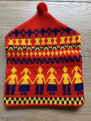   VTG Wool Nordic Ski Hat   Pom Pom Beanie Italy Retro Kids Alpine