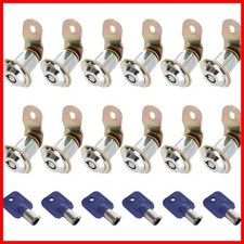 Shanqian 12 Pack Tubular Cam Lock Set 1-1/8 Inch Cylinder 90 Degree Cabinet Cam