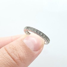 Antique Solid Silver Diamond Paste Eternity Ring Art Deco Vintage Band Stacker