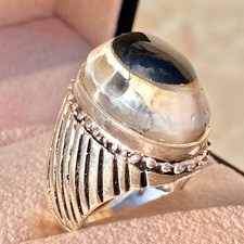 925 sterling silver men ring natural yemen sultani sulaimani eye agate aqeeq