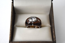 Women's Fashion Silver 925 Sterling Silver Brown White Stone Size 6 Ring