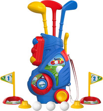Toddler Golf Set, Upgraded Kids Golf Cart with Unique Shoulder Strap Design, Ind