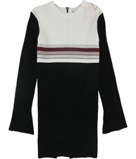 Free People Womens Colorblock Sweater Dress, Black, Medium