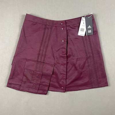 ADIDAS IVY PARK BEYONCE Skirt Women s Large Maroon Red Front Snap NEW WITH TAGS!