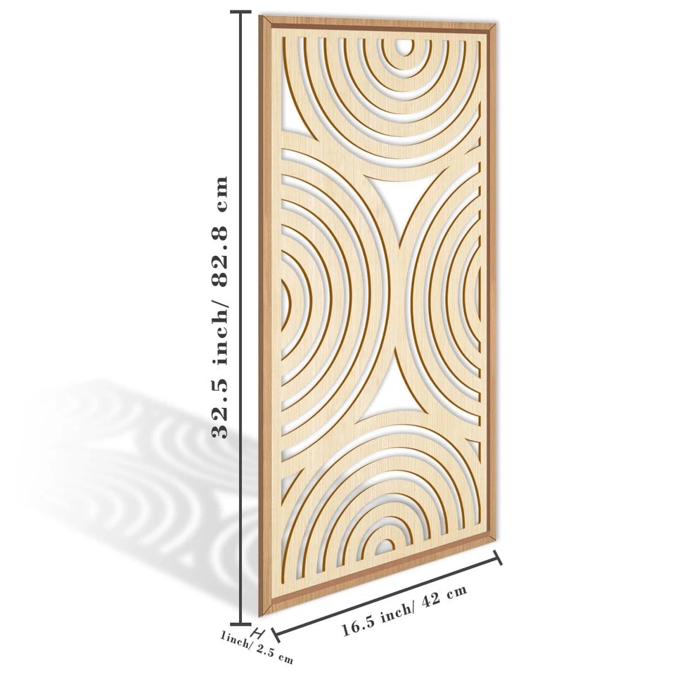 Large Boho Wood Wall Art Set of 3 Framed Wooden Mid-century Modern Wall Decor... - Imagem 4 de 4