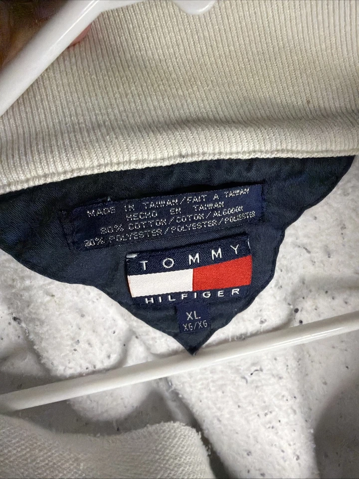 Tommy Hilfiger Mens White 1/4 Zip Long Sleeve Sweater XL Vintage 90s Preppy - Image 3 of 4