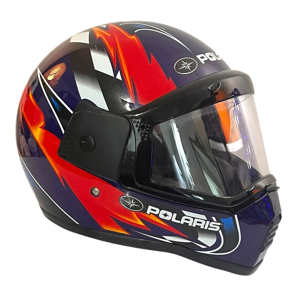 Polaris EDGE Vintage Snowmobile Helmet Large DOT Full Face Purple Visor Clean - Image 2 of 4