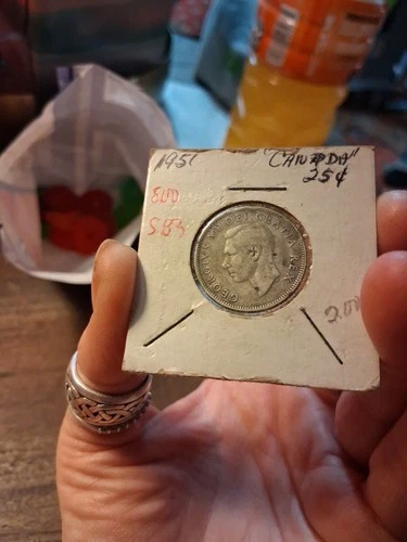 1951 Canada Silver 25 Cents,.800 Silver Coin