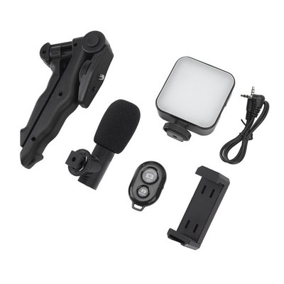 Smartphone Video Vlog Kit LED Fill Light Tripod Microphone Comtroller Noise HOT