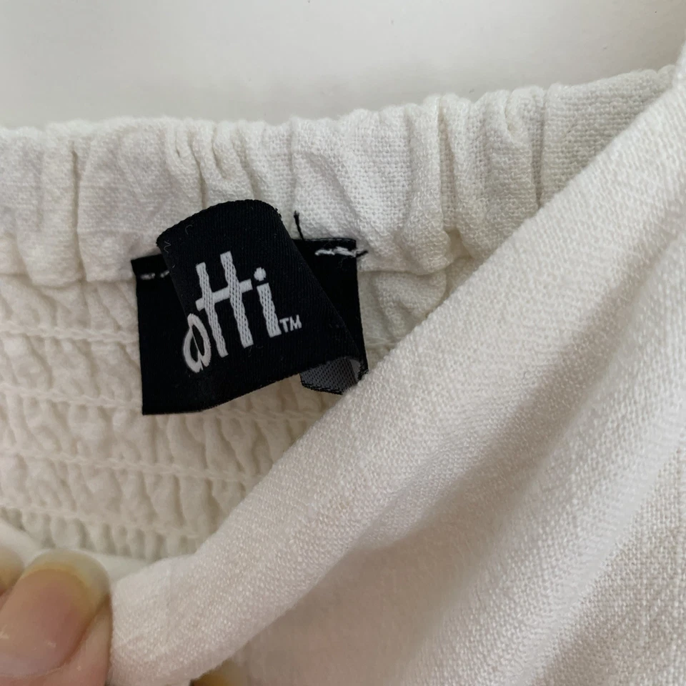 Womens Dotti linen Blend  Pinafore Dress With Side Pockets  Sz10. Shirred Back Foto 4 de 4