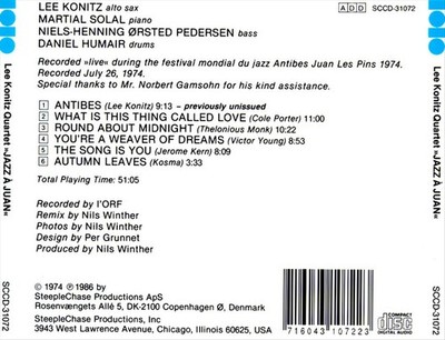 LEE KONITZ - JAZZ A JUAN NEW CD