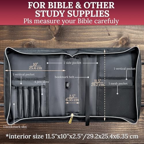  Bible Bags for Women - Leather Bible Carrying Case - Pen Brown 2 Color Press