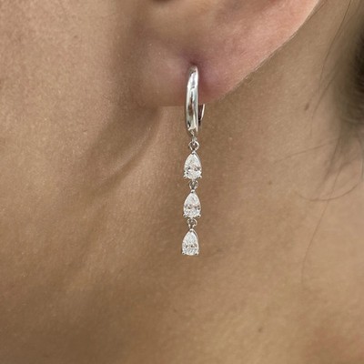 Pear Cut Lab Grown Diamond Drop Dangle Earrings 14k White Gold Best Idea For Her
