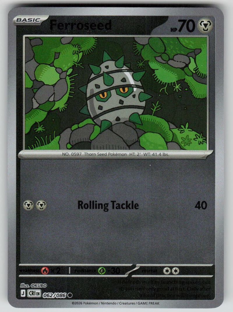 Ferroseed 062/086 Reverse Holo Chaos Rising Near Mint EN Pokemon