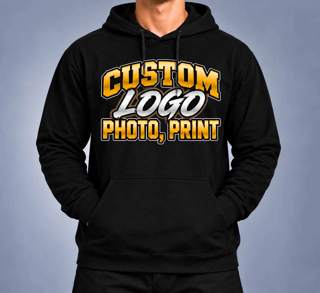 Custom Pullover Hoodie – Front Chest, Center & Back Logo, Photo, or Text image 2