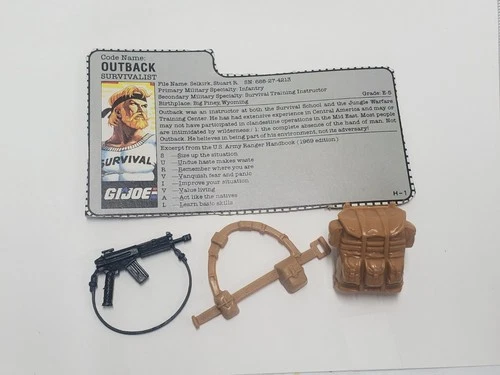 1987 OUTBACK V1 Accessories & File Card GI Joe Vintage ARAH Original