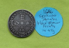 1686 Secvndo HALF CROWN Coin King James II (1685-1688) 14.45 gram ESC494