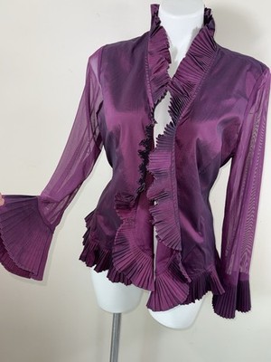 J.R. Nites By Carol Lin Womens Size 14 Purple Victorian Ruffle Jacket Regency