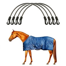 Horse Blanket Straps - Adjustable Elastic Tail & Leg Straps with Double-Ended...